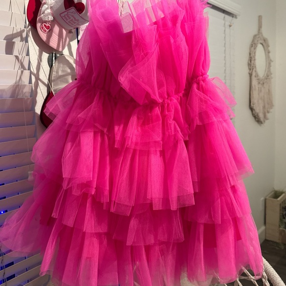 Pink Ruffled Mini Dress - Picture 2 of 5